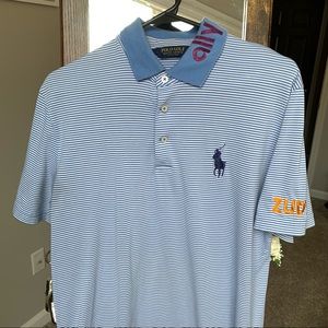 Polo golf blue and white shirt